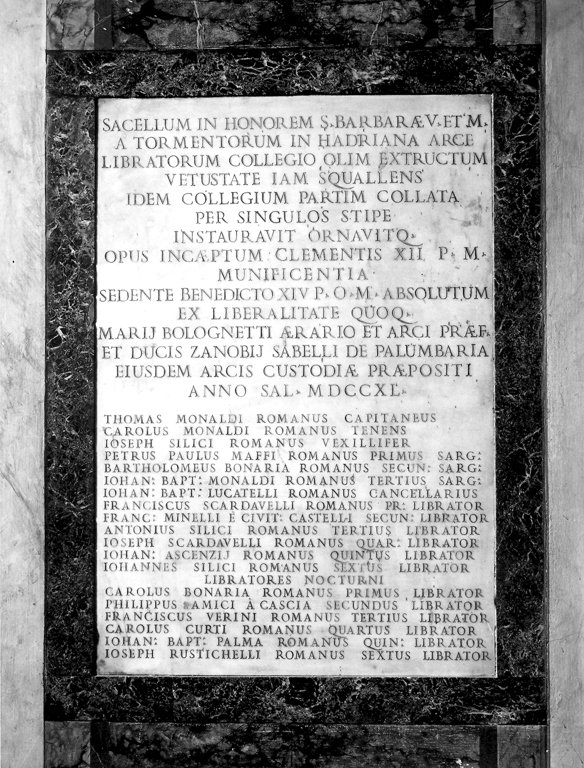 lapide commemorativa - ambito romano (sec. XVIII)